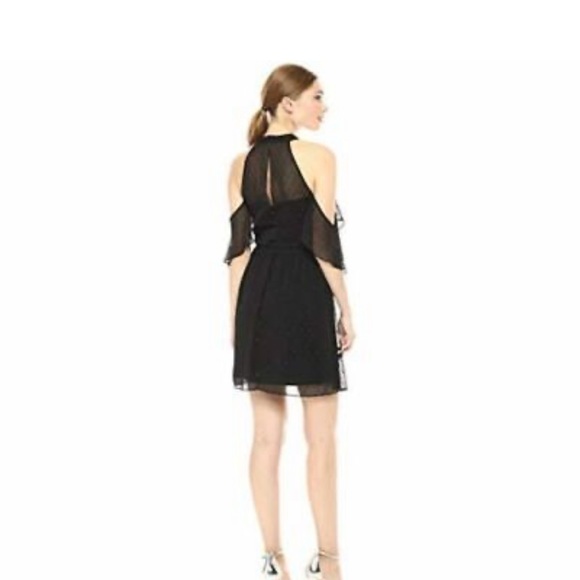 NWT BCBGeneration Women's Halter Cold Shoulder Ruffle Sz 10 Black Holiday Dress - Picture 2 of 7